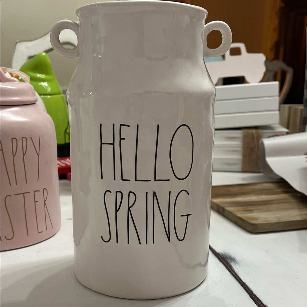 Rae Dunn White 'Hello Spring' Vase